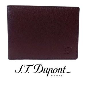 S.T. Dupont 093000W Outlet SLG Wine Grain Leather 6 CC Bill Holder Men Wallet